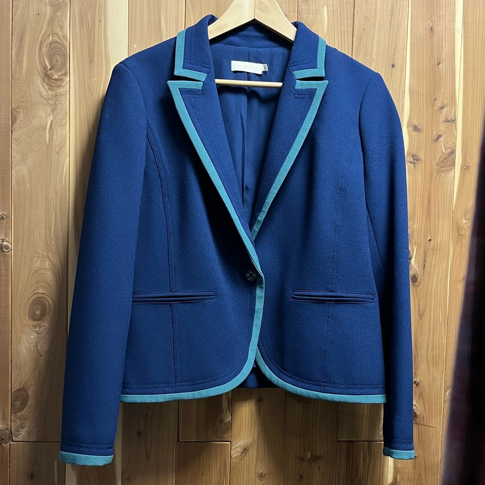 Tory Burch Blue Blazer with Teal Trim -14